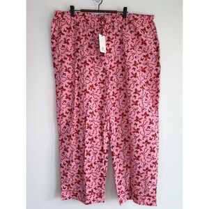 Printfresh Bow Pajama Pants Organic Cotton Coquette Women 1X Pink Barbie Whimsy